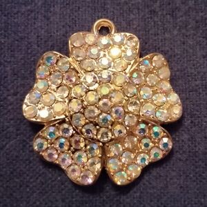 3 for💲25🌟crystal & gold-tone camellia rosette flower pendant for necklace